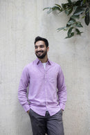 Earthy Route Lyocell Linen Full Sleeve Shirt in Lavender