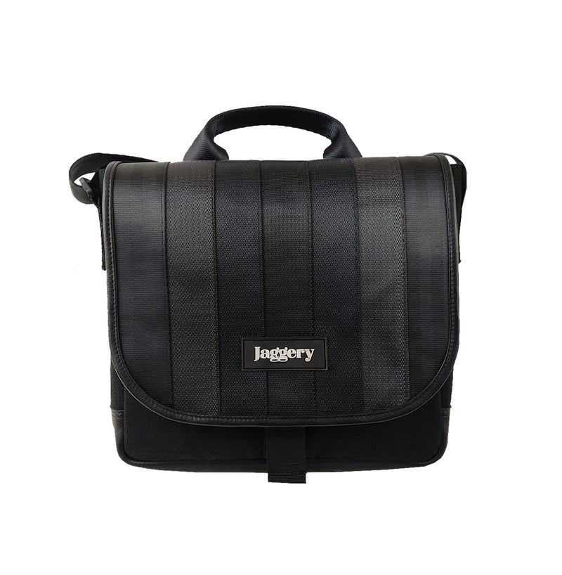 Jaggery Noir Satchel in Rescued Car Seat Belts [10" Cafe Bag]