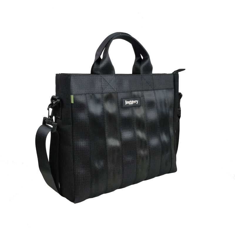 Jaggery Noir Black Beauty Laptop Bag in Rescued Car Seat Belt
