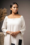 Taraasi Women's Black And White Handwoven Cotton Dress Combination Of Black And White