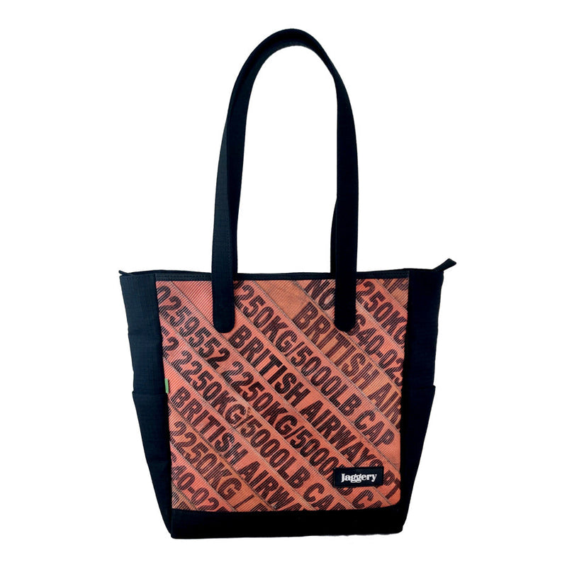 Jaggery Serially Circular Marlini Vegan Tote in Ex-British Cargo Belts & Ex-Army Black Canvas