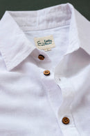 Earthy Route Lyocell Linen Half Shirt in Snow White