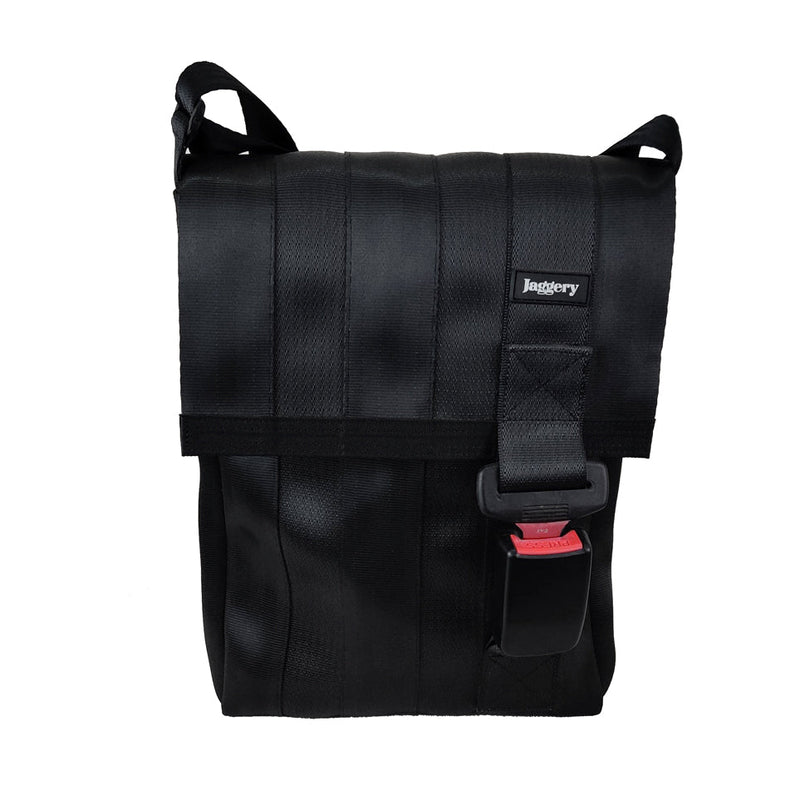 Jaggery Noir Freelancer's Satchel Bag in Rescued Car Seat Belts [11" cafe bag]