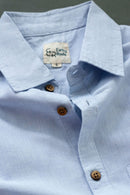 Earthy Route Lyocell Linen Half Shirt in Ice Blue