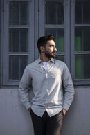 Earthy Route Lyocell Linen Full Sleeve Shirt in Cool Grey