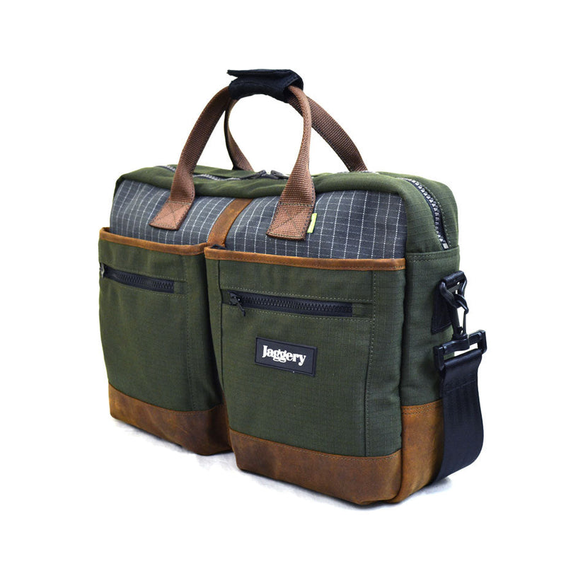 Jaggery Outback and Beyond Hustler's Everyday Bag (L) in Olive Green & Nubuck [15" Laptop Bag]