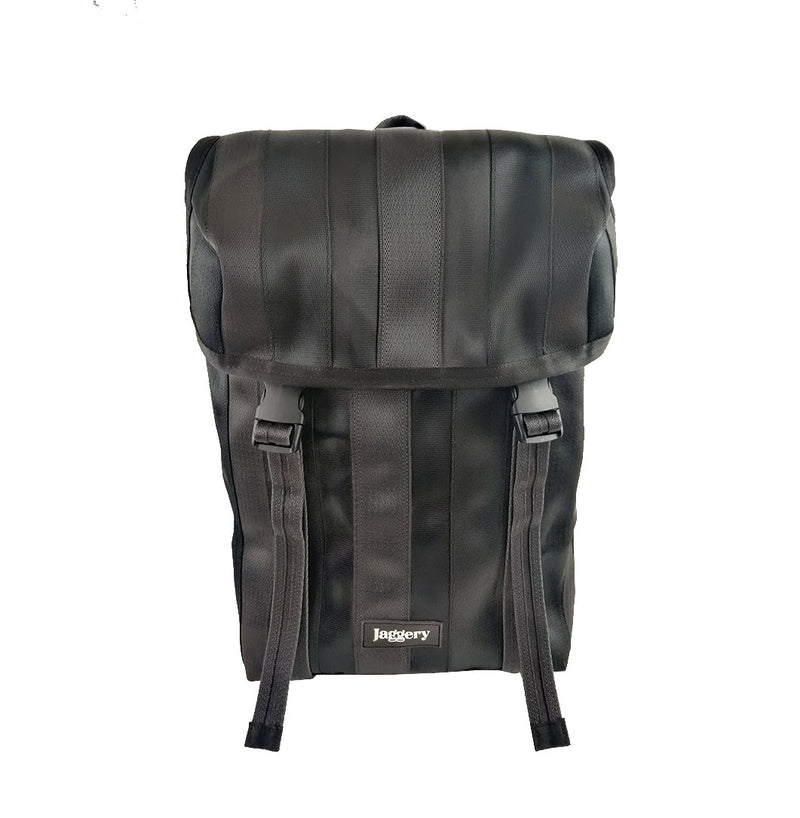 Jaggery Noir Fausto Backpack in Rescued Car Seat Belts