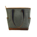 Jaggery Outback and Beyond Marlini Tote Bag in Rescued Army Olive Green Canvas & Salvaged Nubuck
