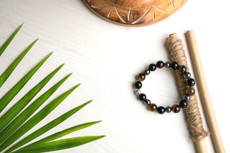Bamboology Black Obsidian, Tiger Eye and Hematite Bracelet For Cleansing, Clarity, Strong Mind, Grounding and Better Health