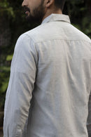 Earthy Route Lyocell Linen Full Sleeve Shirt in Cool Grey