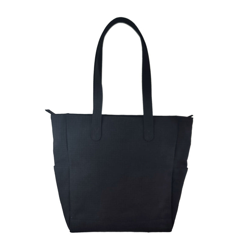 Jaggery Serially Circular Marlini Vegan Tote in Ex-British Cargo Belts & Ex-Army Black Canvas