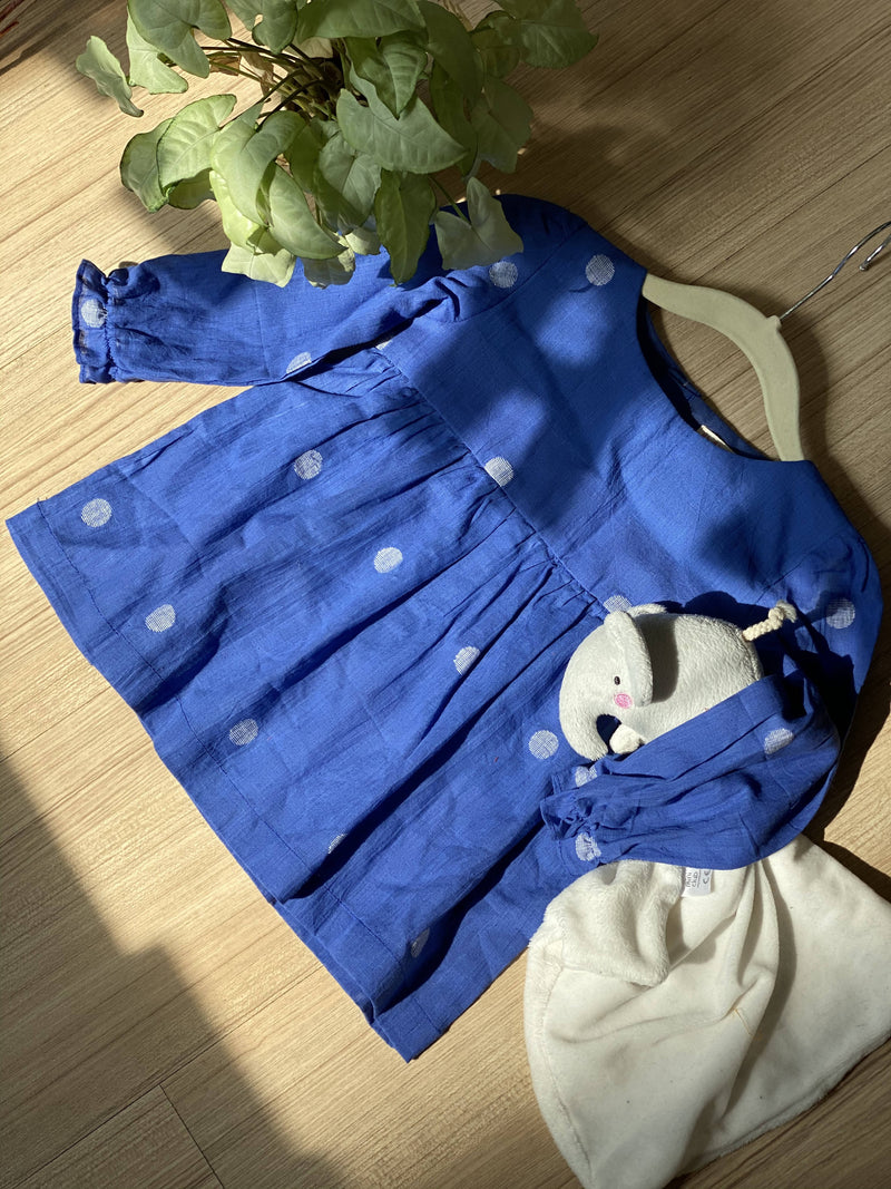Ethically Made Blue baby polka dress
