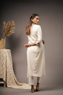 Taraasi Women's Ivory Organic Cotton Straight Cut Kurta