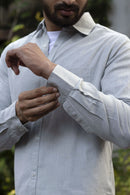 Earthy Route Lyocell Linen Full Sleeve Shirt in Cool Grey