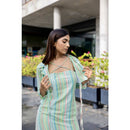 AC By Aratrika Chauhan 100% Organic Handloom Cotton Stripe Green Crop Jacket-Dress