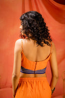 Saanjh- Orange Spaghetti blouse | Kotpad Handloom Cotton Blouse | Prathaa