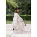 AC By Aratrika Chauhan 100% Organic Handloom Cotton Silver Cream Angarkha Overlap Dress