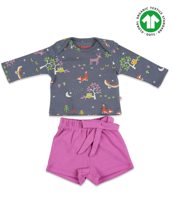 Organic Magical Forest Top with Bow Shorts Set