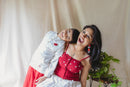 Prathaa Twinning Mother Son Duo Set in White and Red