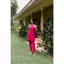 AC By Aratrika Chauhan 100% Organic Linen Majenta Kurti-Pant