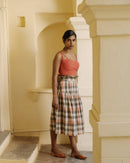 Beautiful Multicoloured Mid Length Opal Checkered Skirt for women