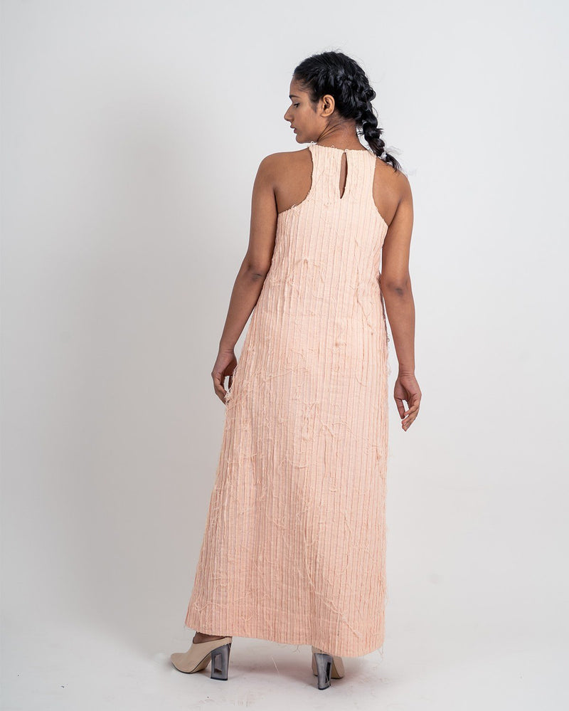 Striped Textured Halter Dress