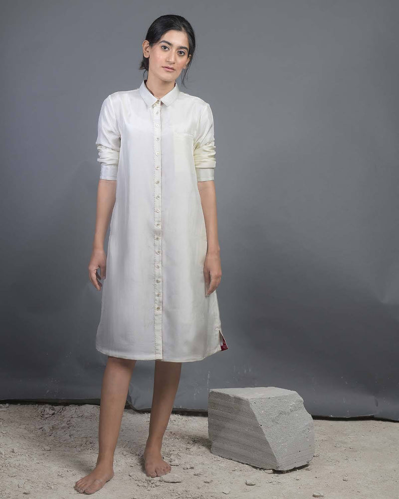 Ahmev  Fierce Basic Habutai Silk Long Shirt