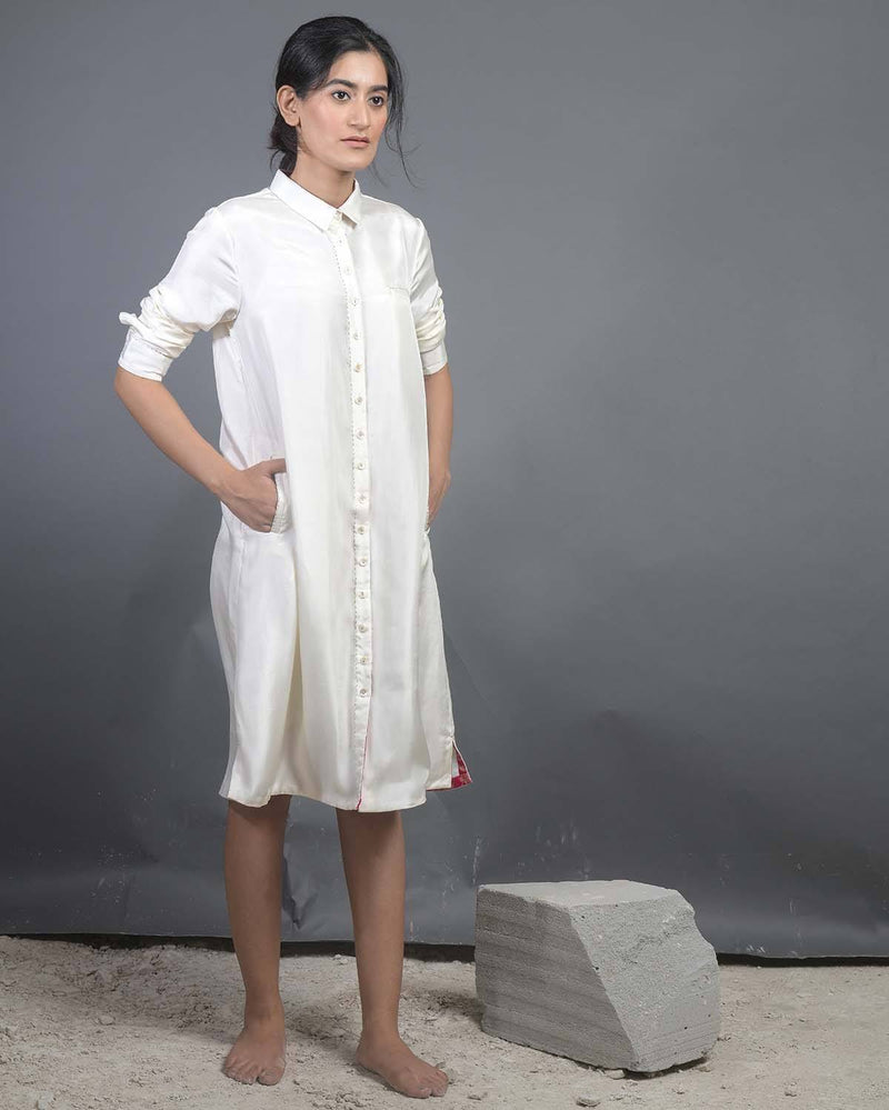 Ahmev  Fierce Basic Habutai Silk Long Shirt