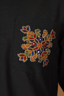 Tamaksh Men's Black Matka Cotton Ahir Hand Embroidery Shirt