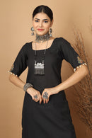 Tamaksh Women's Black Matka Cotton Ahir Hand Embroidery Co-ord Set