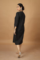 Tamaksh Women's Black Matka Cotton Ahir Hand Embroidery Dress