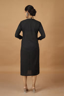 Tamaksh Women's Black Matka Cotton Ahir Hand Embroidery Dress