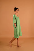 Women’s Organic Cotton  Light Green Knee Length T-shirt Dress