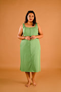 Women's Organic Cotton Sleeveless Square Neck Long Dress Light Green