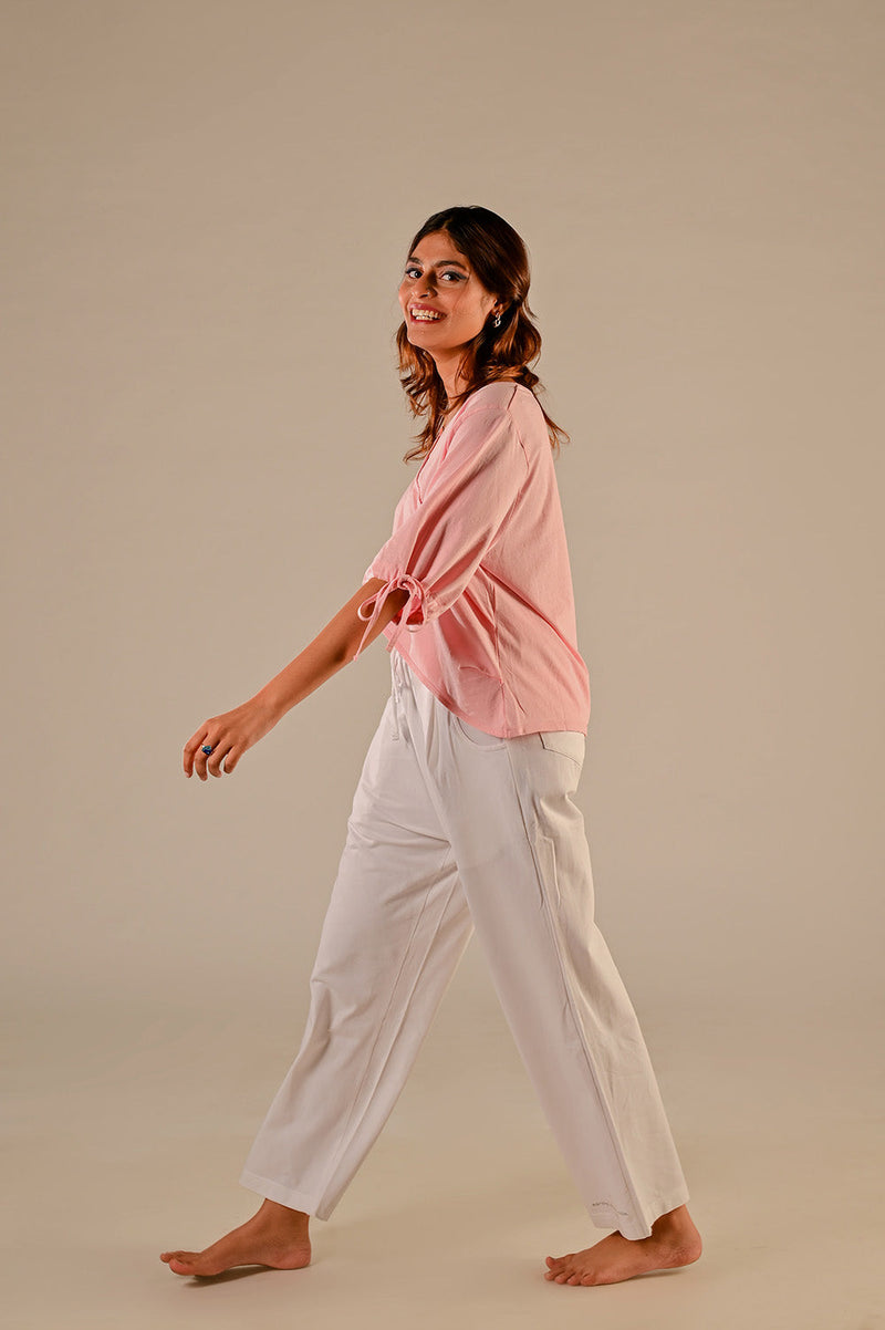 Women's Straight-cut Flared Organic Cotton White Pants