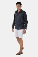 Tamaksh Men's Blue Cotton Handcrafted Ajrakh Shirt