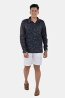 Tamaksh Men's Blue Cotton Handcrafted Ajrakh Shirt