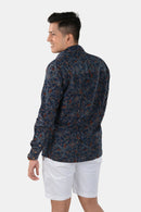 Tamaksh Men's Blue Cotton Handcrafted Ajrakh Shirt