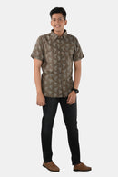 Tamaksh Men's Grey Cotton Handcrafted Ajrakh Shirt