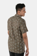 Tamaksh Men's Grey Cotton Handcrafted Ajrakh Shirt