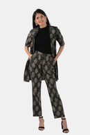 Tamaksh Women's Black Cotton Handcrafted Ajrakh Co-ord Set