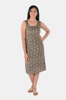 Tamaksh Women's Grey Cotton Handcrafted Ajrakh Dress