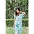 AC By Aratrika Chauhan 100% Organic Linen Blue Kurti-Pant