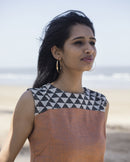Handcrafted "Dusty sunset" Handloom linen and cotton dress