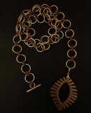 Noupelle  Eye Silhouette Amulet Link Gold Upcycled Leather Neck Piece