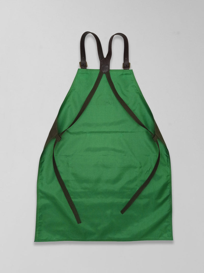 Jaggery Eco Warrior Apron in Rescued Ex-Army Olive Green Canvas & Salvaged Nubuck