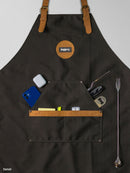 Jaggery Eco Warrior Apron in Rescued Ex-Army Olive Green Canvas & Salvaged Nubuck