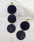 Noupelle  Asymmetric Blue Eye Pailettes Upcycled Leather Earring