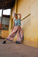 Prathaa Pink Puthai 100% Cotton Women Layered Pants