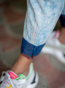 Prathaa Blue Putai 100% Handloom Cotton Straight Fit Women Pant